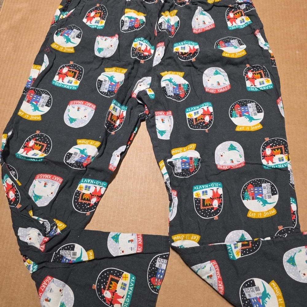 Old Navy Beary Christmas Pajamas Pants Adult Size XL Multi-Color Flannel Pants